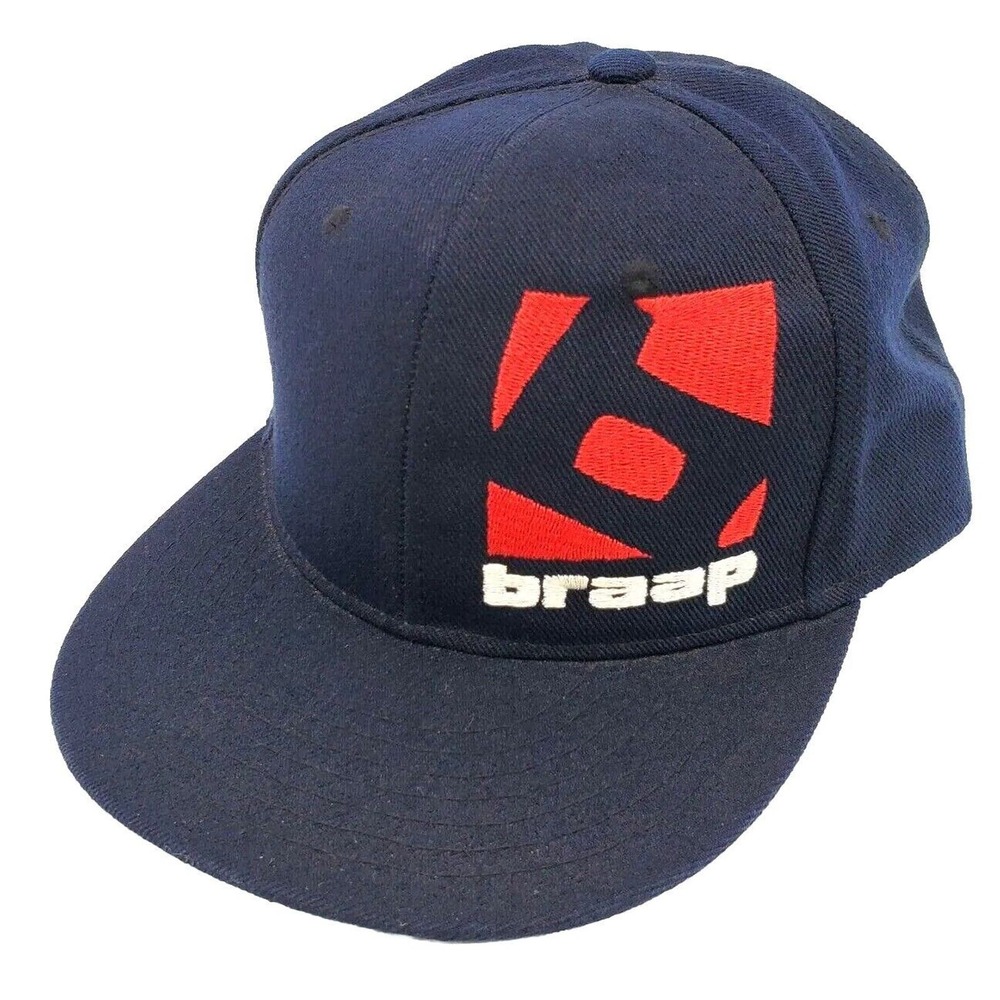 Braap‎ Supply Snapback Trucker Hat Ball Cap Blue Flat Bill Adjustable Motocross